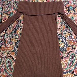 Off the shoulder sweater dress.